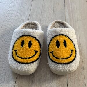 Cozy White Slippers with Smiley Face